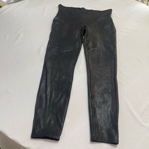 Spanx Shiny Faux Leather Leggings Black Plus Size 1X